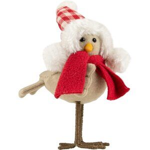 Northlight NEW  Standing Christmas Holiday Beige Bird with Red Scarf